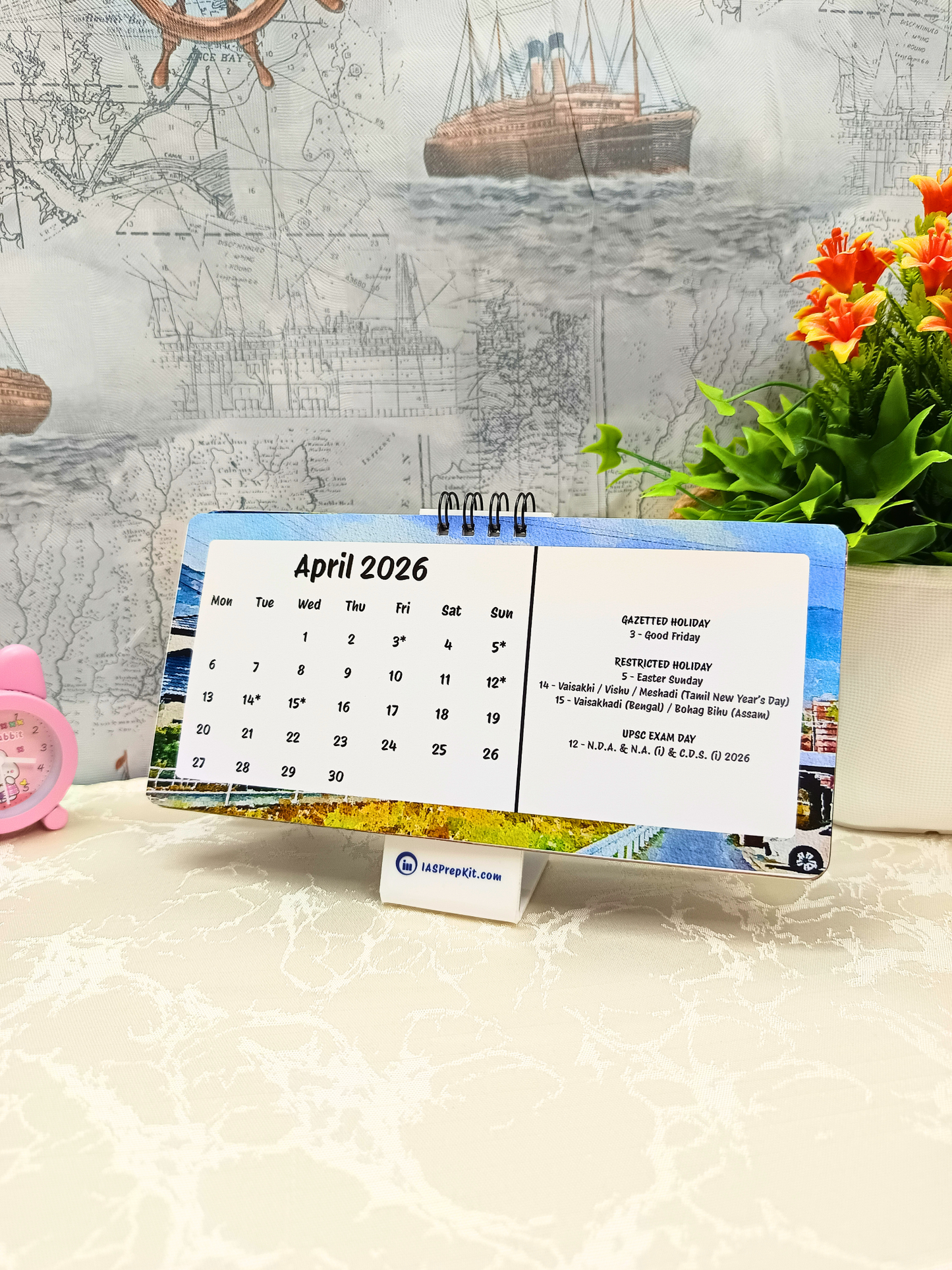 Art Glitch - 2026 UPSC Desk Calendar with Important UPSC Dates