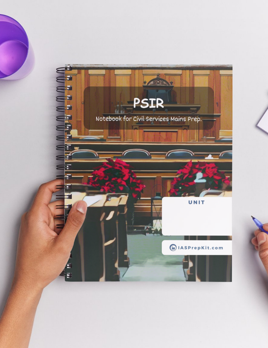 POLITICAL SCIENCE & INTERNATIONAL RELATIONS (PSIR) Cover Page - Unruled 200 Pages (UPSC QCAB Size) Notebook - for MAINS - Wiro Binding (Metal Rings) - Inclusive of 12% GST - FREE Shipping