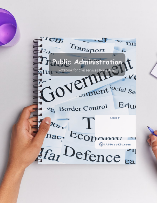 PUBLIC ADMINISTRATION Cover Page - Unruled 200 Pages (UPSC QCAB Size) Notebook - for MAINS - Wiro Binding (Metal Rings) - Inclusive of 12% GST - FREE Shipping
