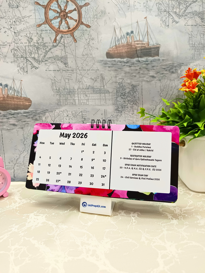 Midnight Jungle - 2026 UPSC Desk Calendar with Important UPSC Dates