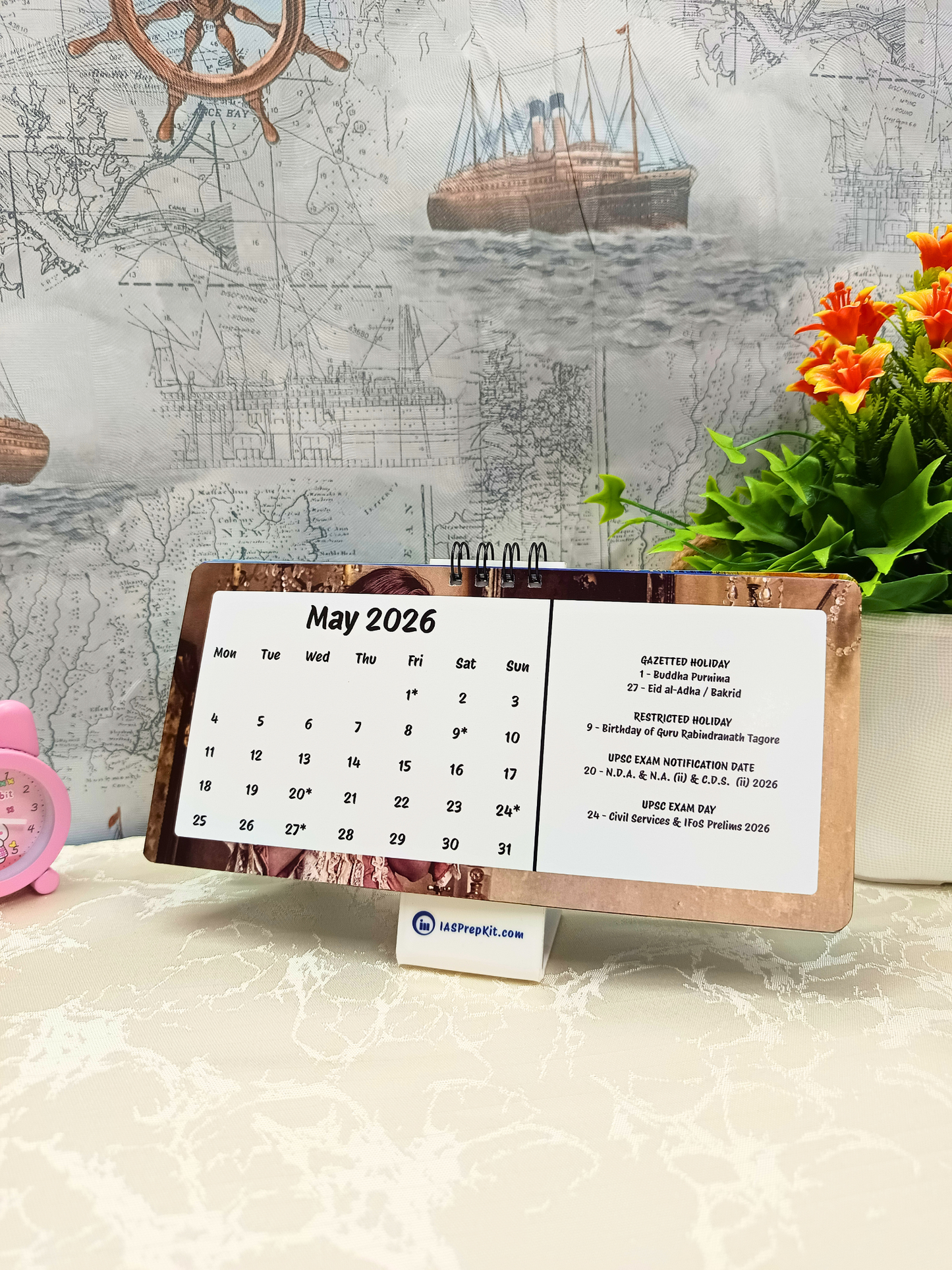 Art Glitch - 2026 UPSC Desk Calendar with Important UPSC Dates