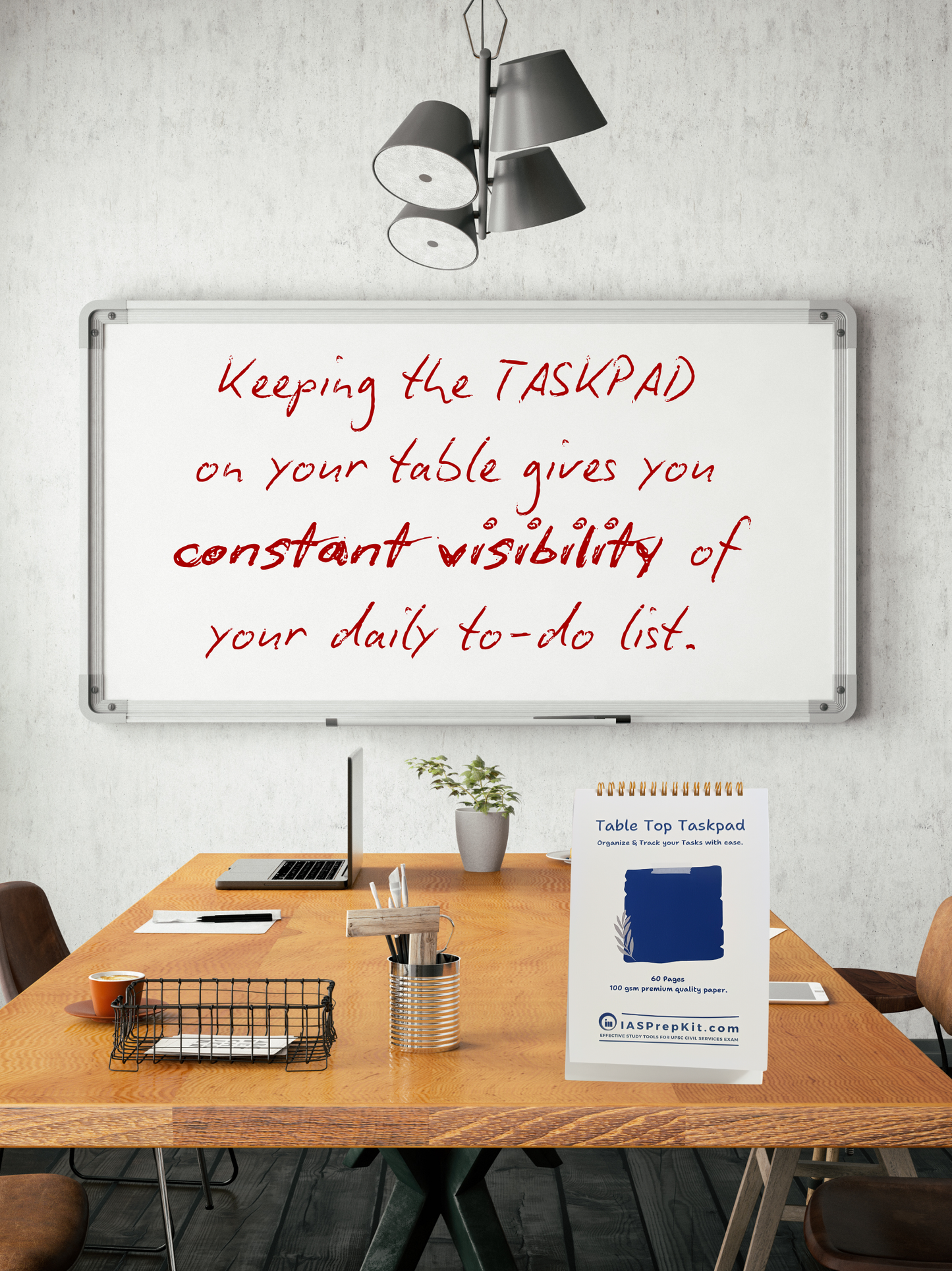 Table-Top Taskpad for Daily Task & Reminder Management - A5 Size, Premium 100 GSM Bond Paper, Wiro Binding with Golden Rings