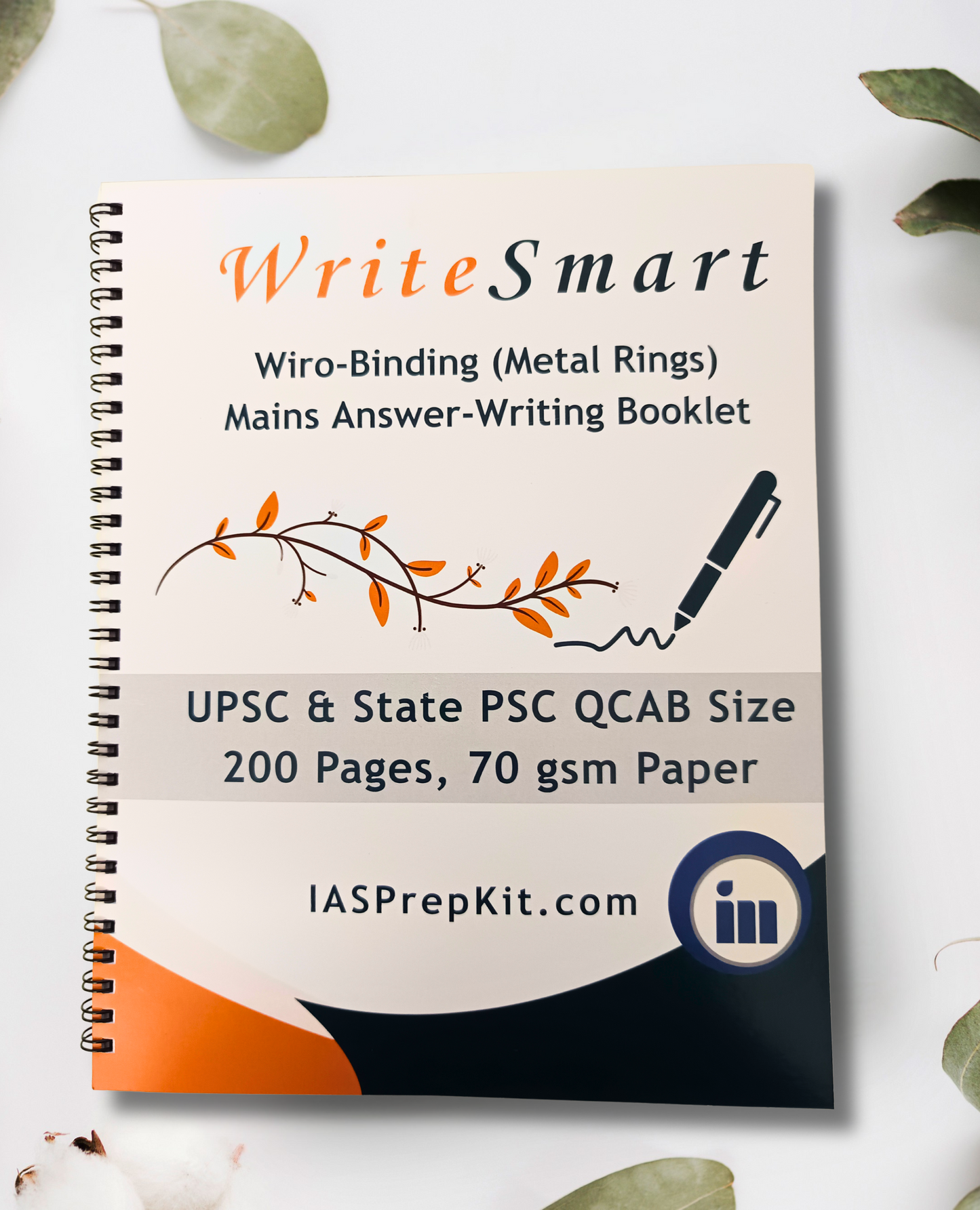 5 Booklets - 200 Pages per booklet, Total 1,000 Pages (including both sides) - WriteSmart Orange - Useful for daily answer writing & notes