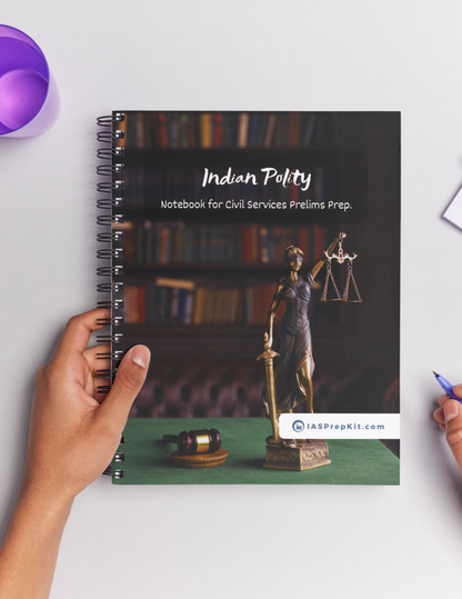 INDIAN POLITY Cover Page - Unruled 200 Pages (UPSC QCAB Size) Notebook - for PRELIMS - Wiro Binding (Metal Rings) - Inclusive of 12% GST - FREE Shipping