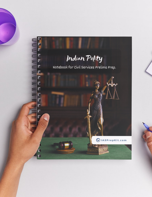 INDIAN POLITY Cover Page - Unruled 200 Pages (UPSC QCAB Size) Notebook - for PRELIMS - Wiro Binding (Metal Rings) - Inclusive of 12% GST - FREE Shipping