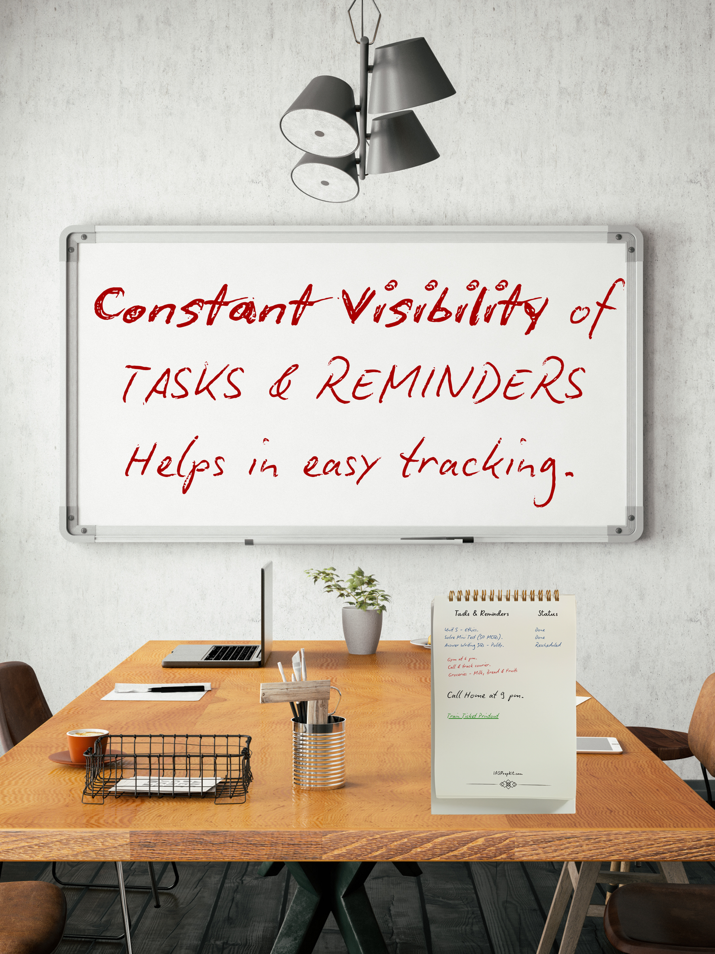 Table-Top Taskpad for Daily Task & Reminder Management - A5 Size, Premium 100 GSM Bond Paper, Wiro Binding with Golden Rings