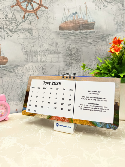 Art Glitch - 2026 UPSC Desk Calendar with Important UPSC Dates