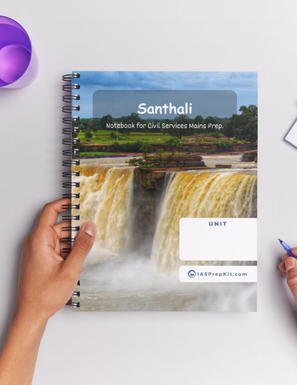 SANTHALI LITERATURE Cover Page - Unruled 200 Pages (UPSC QCAB Size) Notebook - for MAINS - Wiro Binding (Metal Rings) - Inclusive of 12% GST - FREE Shipping