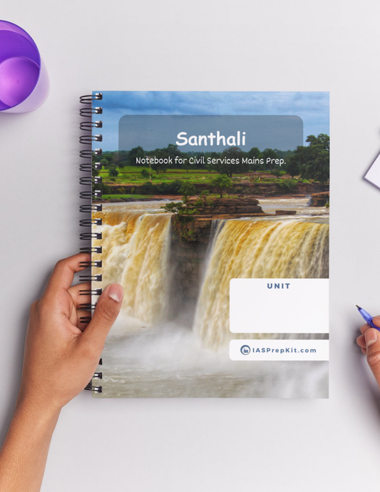 SANTHALI LITERATURE Cover Page - Unruled 200 Pages (UPSC QCAB Size) Notebook - for MAINS - Wiro Binding (Metal Rings) - Inclusive of 12% GST - FREE Shipping