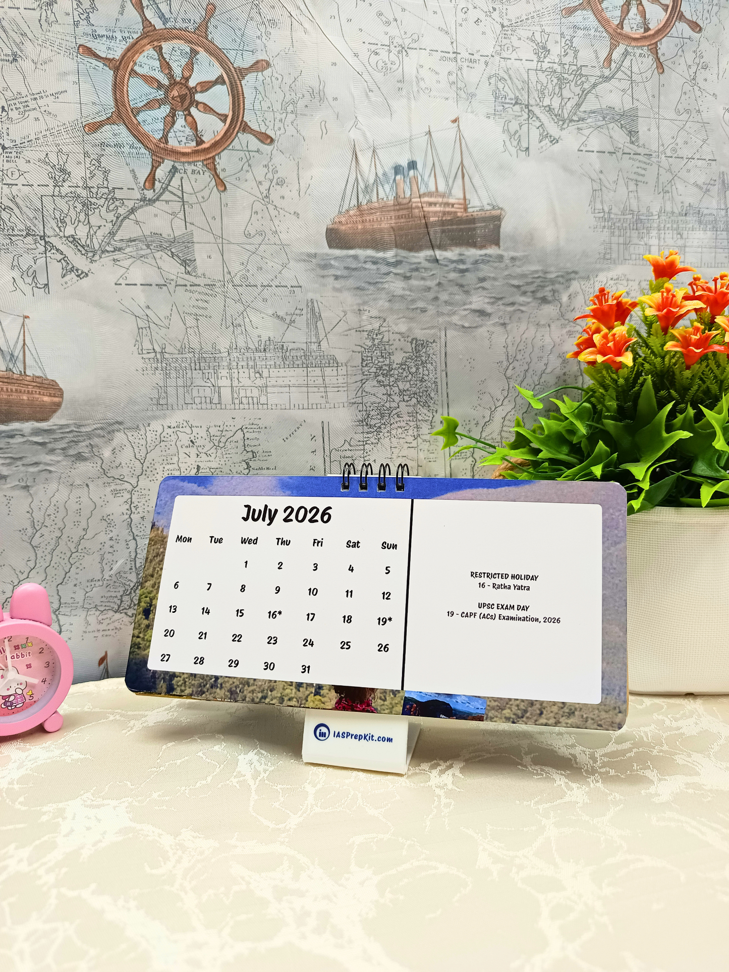 Art Glitch - 2026 UPSC Desk Calendar with Important UPSC Dates