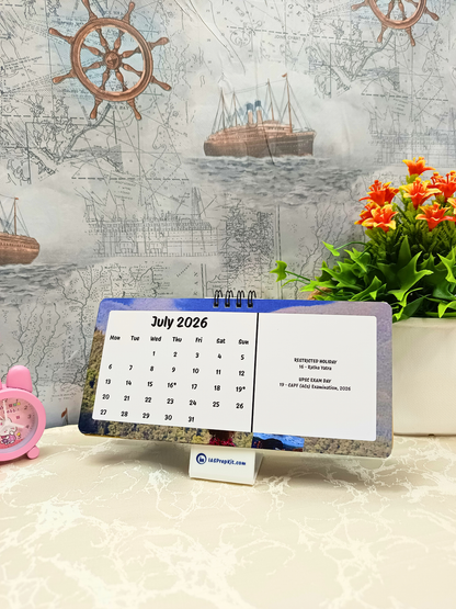 Art Glitch - 2026 UPSC Desk Calendar with Important UPSC Dates