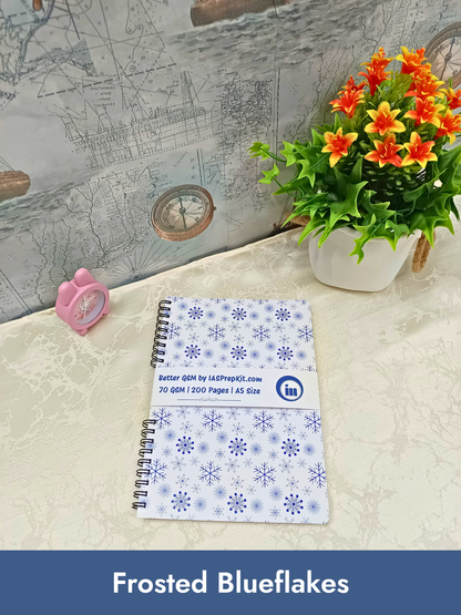 Frosted Blueflakes Cover Design - Small Size A5 Notebook - 200 Pages