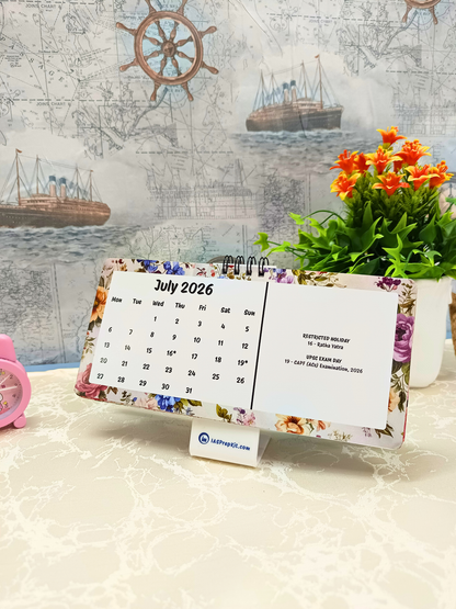 Floral Pastels - 2026 UPSC Desk Calendar with Important UPSC Dates