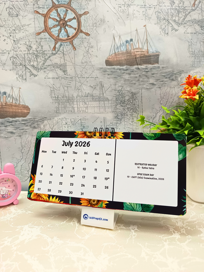 Midnight Jungle - 2026 UPSC Desk Calendar with Important UPSC Dates