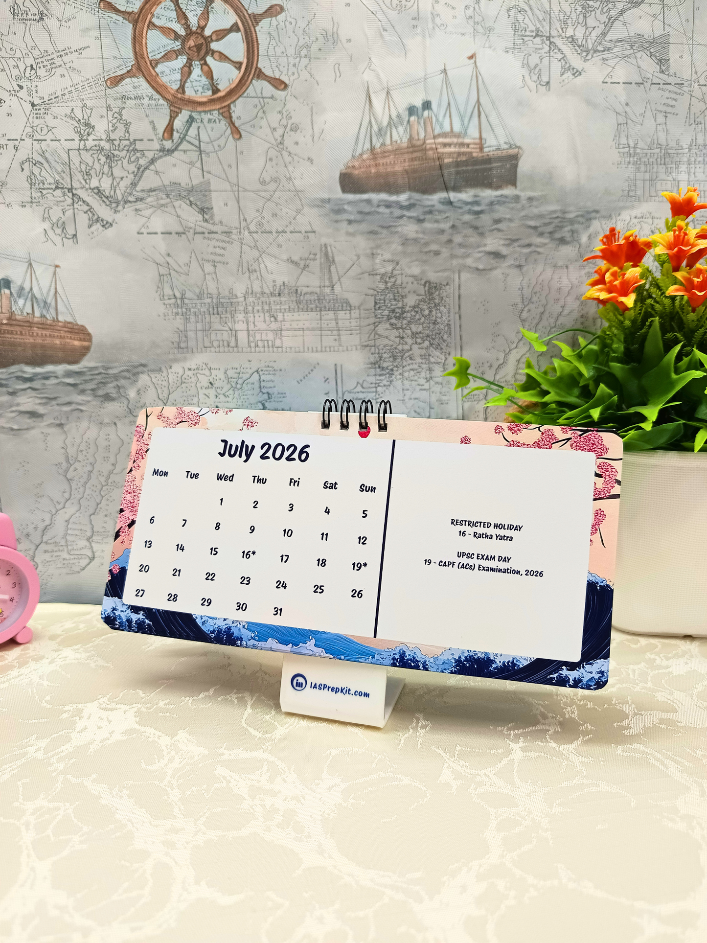 Sakura Waves - 2026 UPSC Desk Calendar with Important UPSC Dates