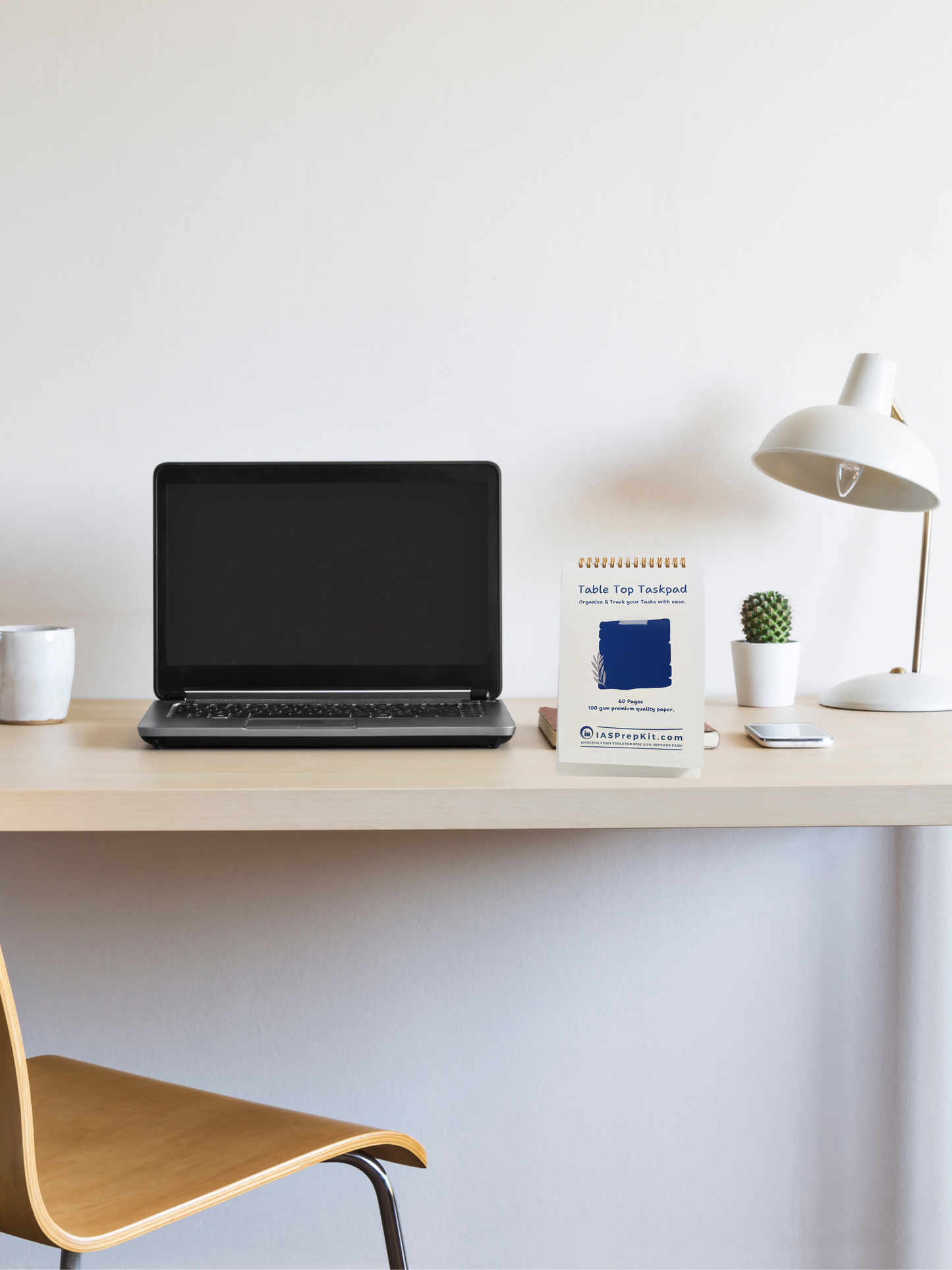 Table-Top Taskpad for Daily Task & Reminder Management - A5 Size, Premium 100 GSM Bond Paper, Wiro Binding with Golden Rings