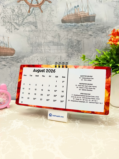 Midnight Jungle - 2026 UPSC Desk Calendar with Important UPSC Dates