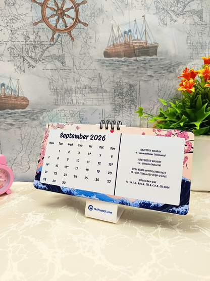 Sakura Waves - 2026 UPSC Desk Calendar with Important UPSC Dates