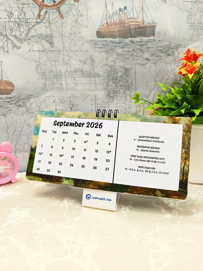 Art Glitch - 2026 UPSC Desk Calendar with Important UPSC Dates