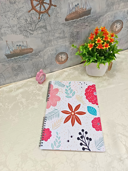 Terra Floral Cover Design - Large Size A4 Notebook - 200 Pages