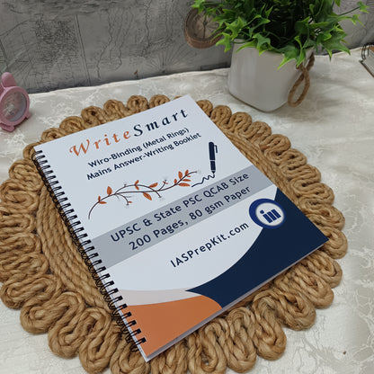 WriteSmart Orange - 5 Notebooks (Total 1,000 Pages) - Empty Pages for Answer Writing / Notes with UPSC QCAB Layout - 80 GSM Paper