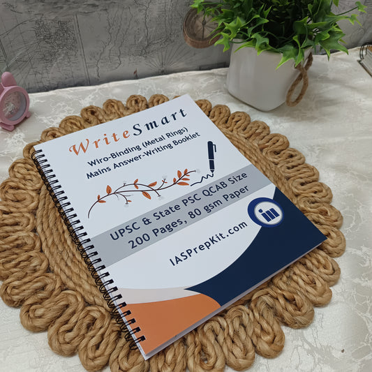 WriteSmart Orange - 5 Notebooks (Total 1,000 Pages) - Empty Pages for Answer Writing / Notes with UPSC QCAB Layout - 80 GSM Paper