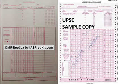 50 Copies of OMR Replica Sheets (Without binding) for UPSC Civil Services Exam Preparation - 100 GSM Thick Paper with Color Print