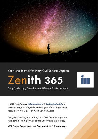 Zenith 365 (A5 Size - Diary/Compact Size) - 365 Days Journal for UPSC Civil Services Aspirants | You can Start Using From Any Date & For Any Year