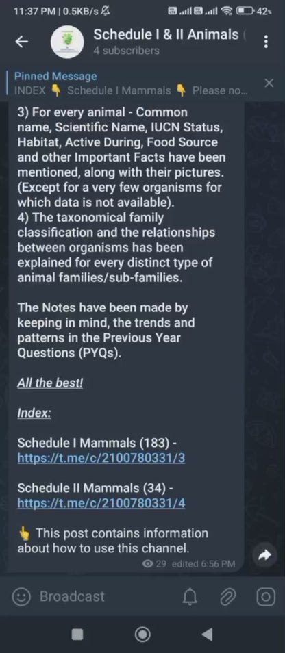Mammals (217) - Schedule I & II of Wildlife (Protection) Act, 1972 - Organized & Comprehensive Notes - Telegram Study Channel