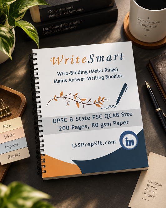 WriteSmart Orange - 5 Notebooks (Total 1,000 Pages) - Empty Pages for Answer Writing / Notes with UPSC QCAB Layout - 80 GSM Paper